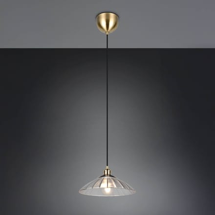 Reality Leuchten Hanglamp Eluna, helder/oud messing Ø 30 cm glas/metaal 1-lamp.