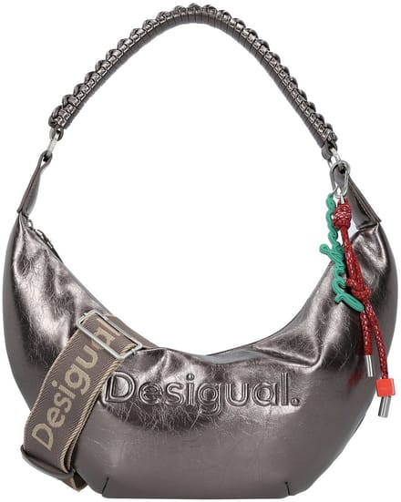 Desigual schoudertas Zante Half Logo Crossbody Bag Brushed Silver mauve
