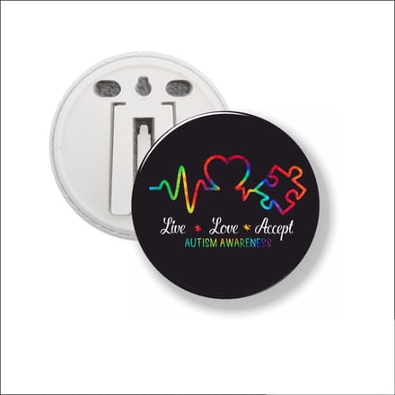 Button Met Clip 58 MM - Live Love Accept