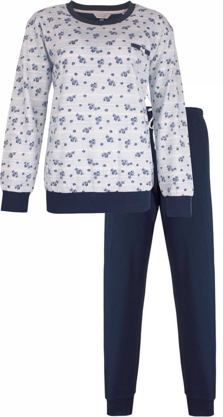 Tenderness Dames Pyjama - Fleece - Bloemetjes - Licht Blauw - Maat 3XL