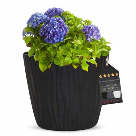 Moderne Antraciet Geribbelde Plantenbak met Inzet - 14cm