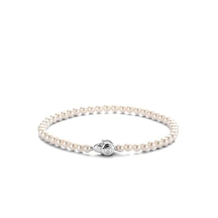 TI SENTO Dames Armband - 925 zilver - Wit parel - Maat L - 2908PW