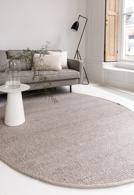 Rond Wollen Vloerkleed Grijs/Beige Vik - Rond 200 Ø - (L)