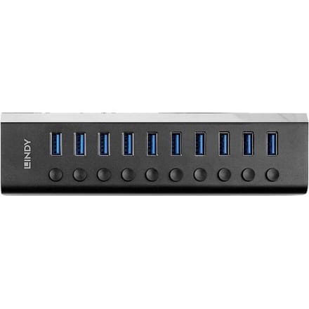 LINDY 43370 43370 USB-hub 10 poorten USB-A USB 3.0 5 GBit/s Zwart