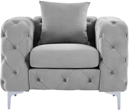 Vente-unique Chesterfield-fauteuil van lichtgrijs velours EDWINA