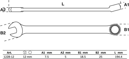 BGS Steekringratel extra lang SW 12 mm - 1228-12