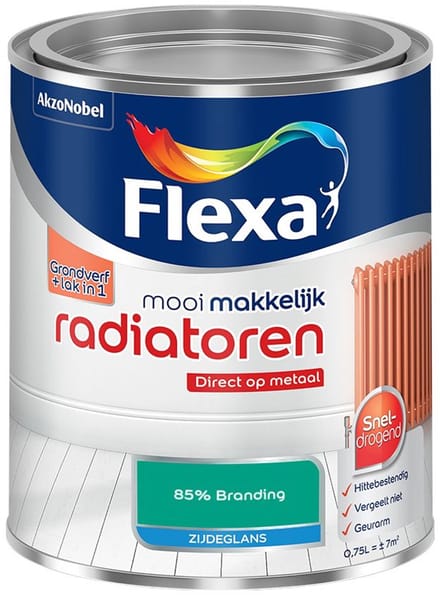 Flexa - Mooi Makkelijk Radiatoren Zijdeglans - 85% Branding - Mengverf - 750 Ml