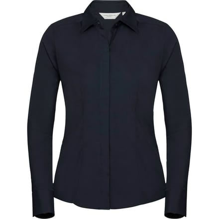 Russell Collection Dames/Dames Poplin met Lange Mouwen Formeel Overhemd (Zwart)