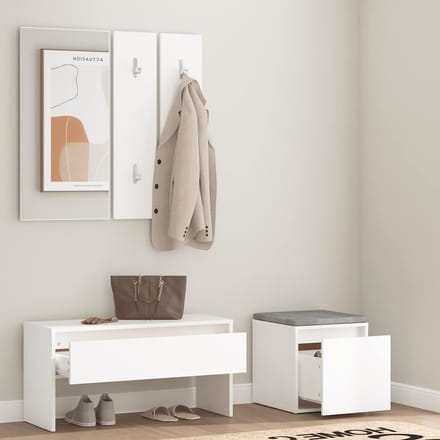 vidaXL - Garderobe - set - bewerkt - hout - wit