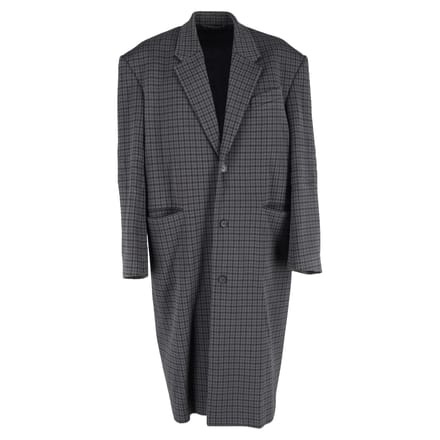 Balenciaga oversized jas met pied-de-poulepatroon in grijs polyester