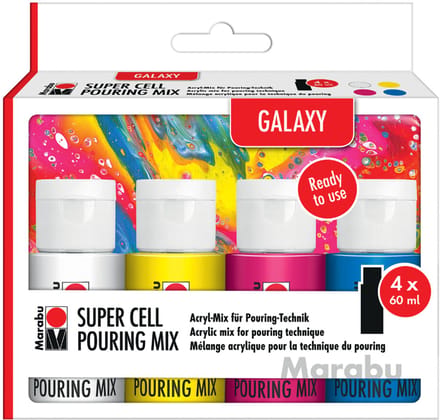 Marabu Super Cell Pouring Mix-Set OCEAN, 4 x 60 ml