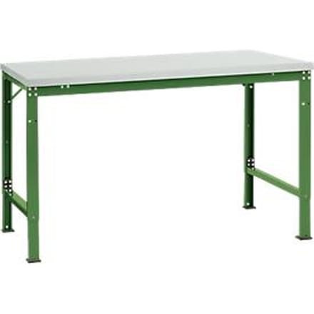 Manuflex basistafel UNIVERSAL Speciaal, 1500 x 1000 mm, melamine lichtgrijs, resedagroen
