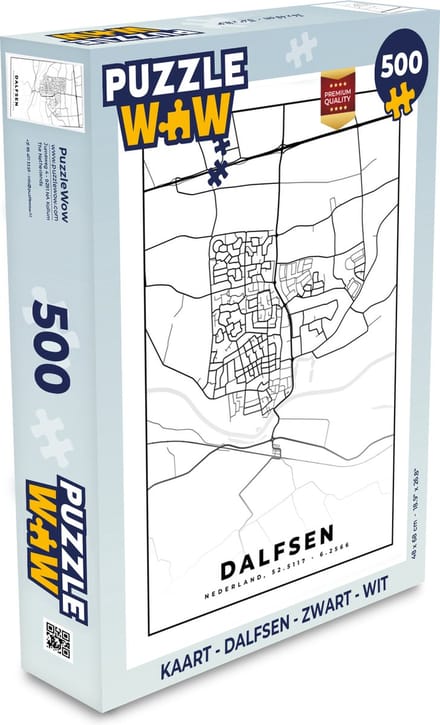 Puzzel Kaart - Dalfsen - Zwart - Wit - Legpuzzel - Puzzel 500 stukjes