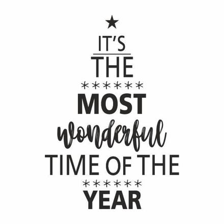 Luxe Kerstkaarten - Most Wonderful Time - 10 Stuks - 15x15cm - Met Envelop