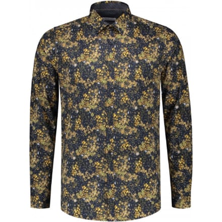 Dstrezzed Overhemd Small Flower Stretch Poplin Navy (303282 - 669)