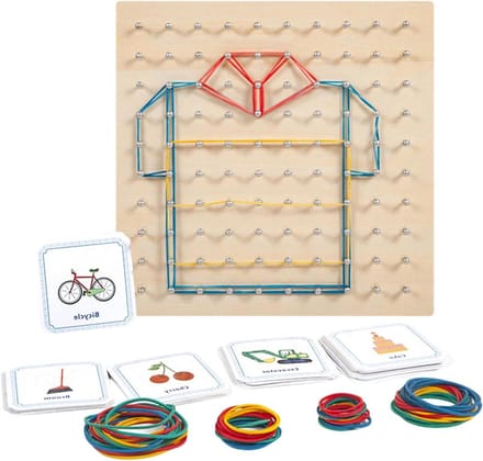 Houten Geoboard - Wiskunde Leerbord - Educatief Spel - Glad Ontwerp - 22 x 22 cm - Niet gespecificeerd