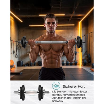 SONGMICS Halterset Korte halters Set 2 Verstelbaar Gewicht 20/30 kg zwart