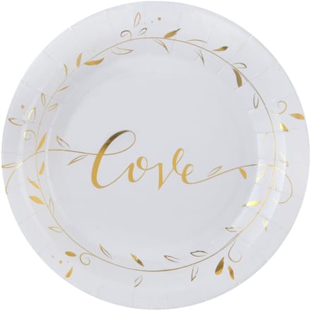 SANTEX - 10 witte gemetalliseerde "Just Married" kartonnen borden 23 cm