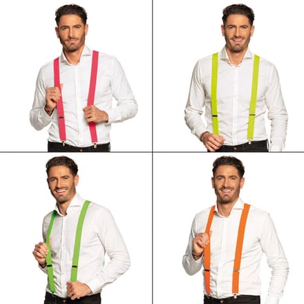 Boland - Bretels Basic neon assorti Neon - Volwassenen - Unisex - Student -