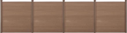 HKC Schuttingpaneel met 6 palen 183x705 cm bruin