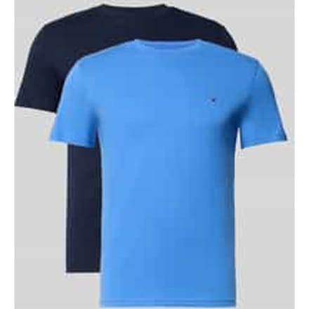 Tommy Hilfiger Xslim 2-pack Jersey Dark Night Navy/blue Twilight Taglia: M | Magliette basic Outlet | Uomo | Nero