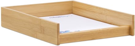 Brievenbak hout, A4 formaat, vlak, 25 x 33 cm, bamboe-look, papierbak, documentenbak, bureau, kantoor, natuur