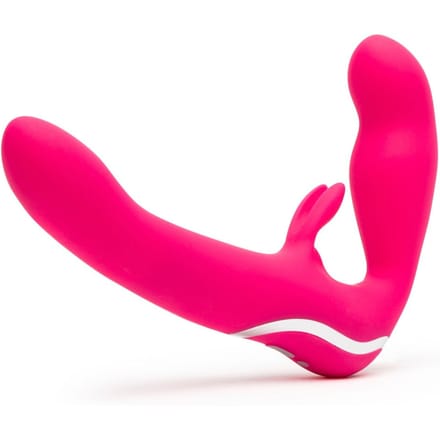 Happy Rabbit - Strapless Strap-On Rabbit Vibe Roze