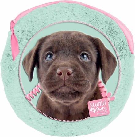 Studio Pets Making Fun Today - pluche rond etuitje - inclusief 2 notebooks - 13 x 13 cm - Multi