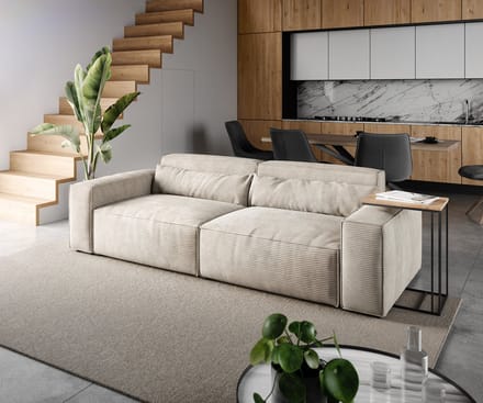 Big-Sofa Sirpio 230x95 cm koord beige