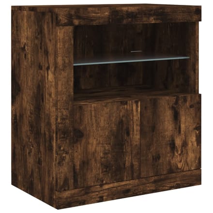vidaXL - Dressoir - met - LED-verlichting - 60,5x37x67 - cm - gerookt - eikenkleur