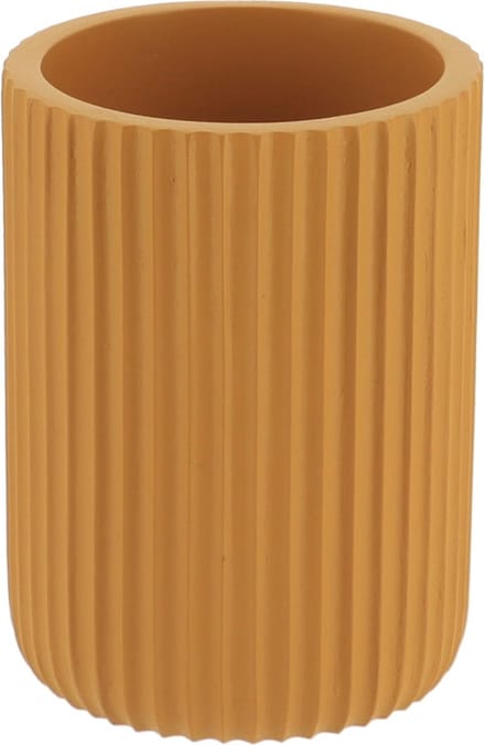 Tendance Tandenborstelbeker 101 series - mosterdgeel - geribbeld - PS - 7x9,5 cm - badkamer