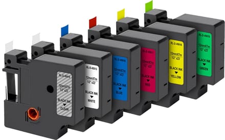 Label compatible Dymo LabelManager LabelPoint - Label 12 mm x 7 m - Set van 6 witte/transparante/blauwe/gele/rode/groene linten