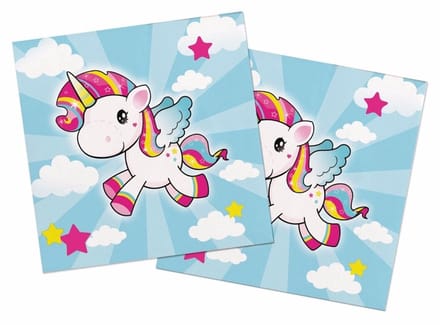 Servetten eenhoorn print 40 stuks - thema feest servetten