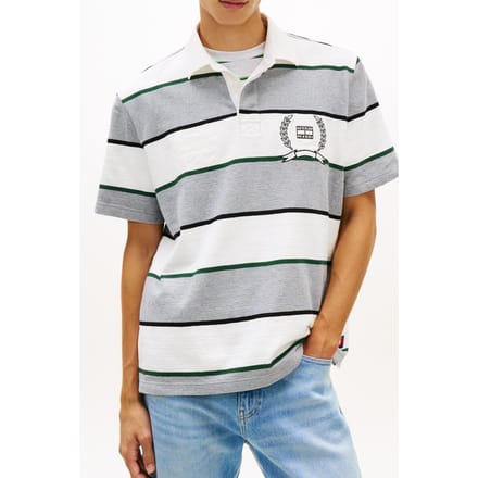Tommy Hilfiger Tjm Relaxed Ss Stripe Polo Grey Heather Stripe Größe: S | Poloshirts Outlet | Herren | Grau