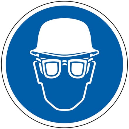 Helm en bril verplicht bord - kunststof 100 mm