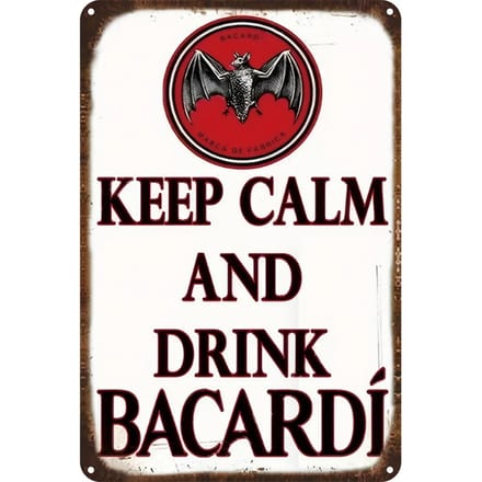 Keep calm and drink Bacardi Wandbord