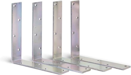 Set van 4 Grote Hoeksteunen 200x200mm Geel Verzinkt voor Houtconstructies