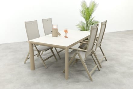 Hartman Napoli/Kings verstelbare 4-persoons tuinset 180x100 cm. - Latte
