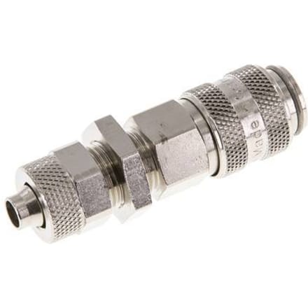 Vernikkeld Messing DN 5 Luchtkoppeling Snelkoppeling 6x8 mm Push-On Schotkoppeling Double Shut-Off - CLS5-NB-BN-SV-6
