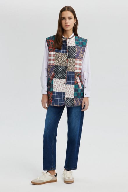 Touché Privé - Dunne doorgestikte patchwork gilet - Meerkleurig - Dames