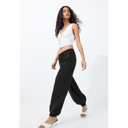 Stradivarius Pofbroek met linnenlook  Zwart XL
