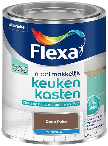 Flexa - Mooi Makkelijk Keukenkasten Zijdeglans - Deep Pulse - Mengverf - 750 Ml