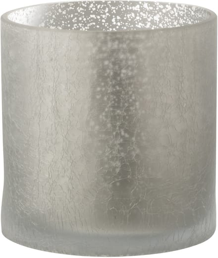 J-Line windlicht Cilinder Craquelé - glas - grijs - large