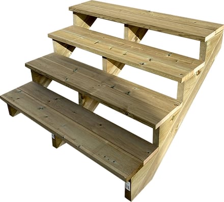 BERLIN Houten Buitentrap - 4 Open Treden 71 cm Hoog - 160 cm Breed