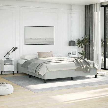 vidaXL - Bedframe - zonder - matras - lichtgrijs - California - King - fluweel