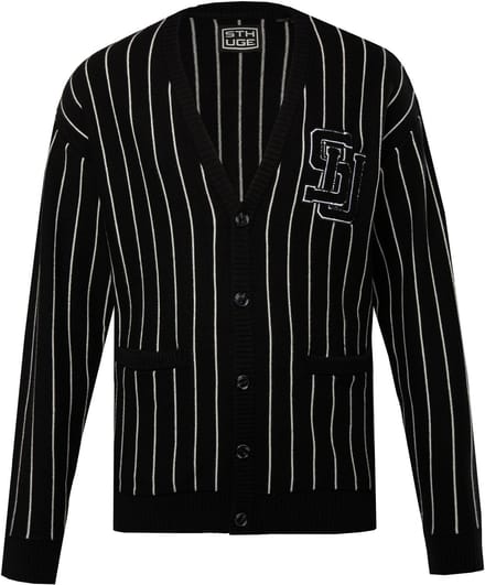 STHUGE - Heren - Vest pinstripes V-hals badge - Zwart - Maat L