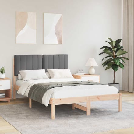 vidaXL - Bedframe - met - Gevoerde - Hoofdbord - Donkergrijs - 120 - x - 190 - cm