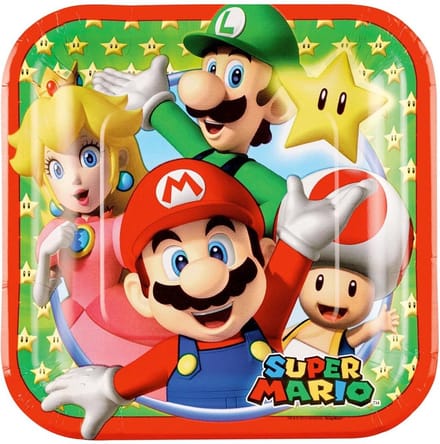 Amscan by Riethmuller - Riethmüller - Borden (papier) -Super Mario - (8 stuks-18x18 cm)