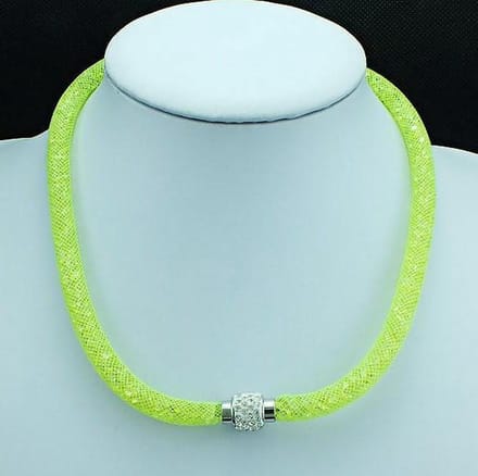 Fako Bijoux® - Ketting - Sterrenstof - Disco Dots - Geel/Wit