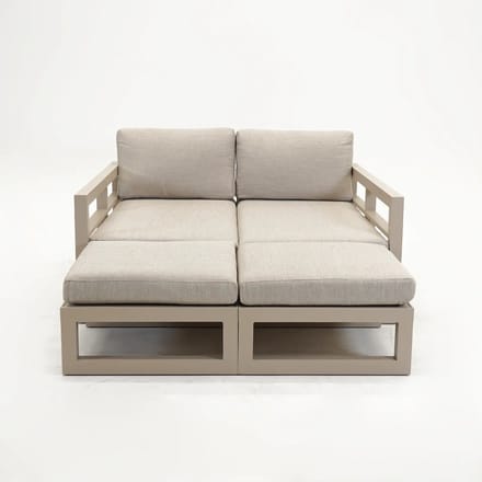 Vita Grosso 4-zits bank + 2x hocker beige